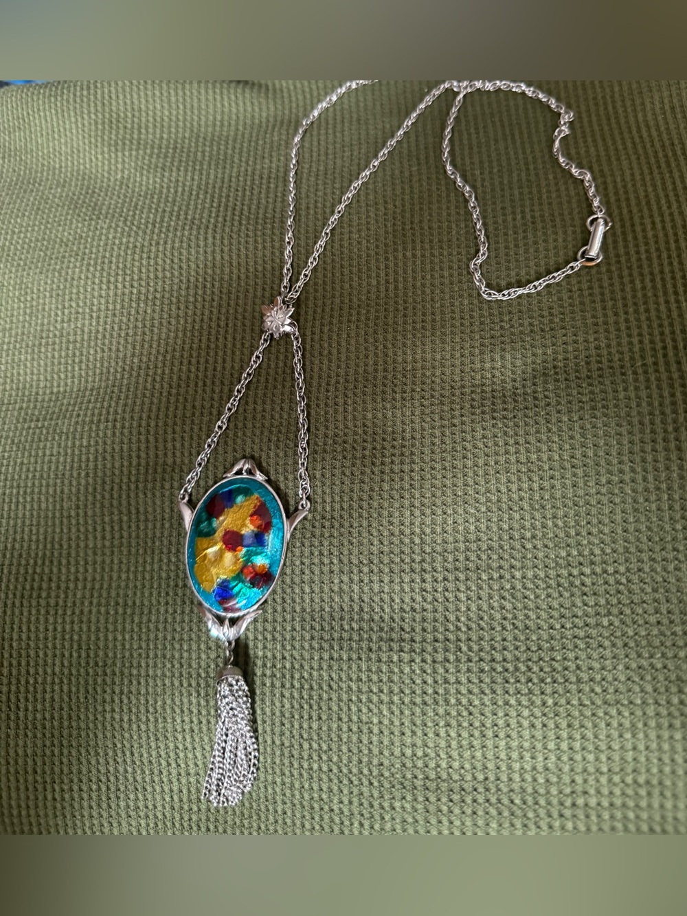 Celebrity Multicolor Glass Pendant Tassel Necklace - Women Jewelry